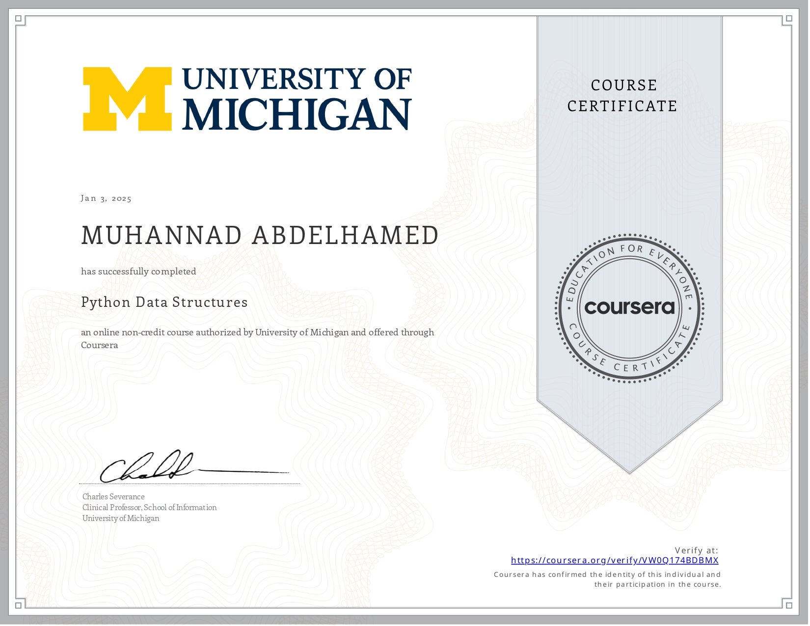 Python Data Sturcture Certificate